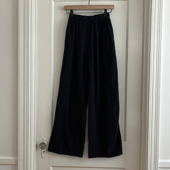 Bershka Small Black 100% Cotton Wide Leg Summer Lightweight Easy Pants - Picture 3 of 11